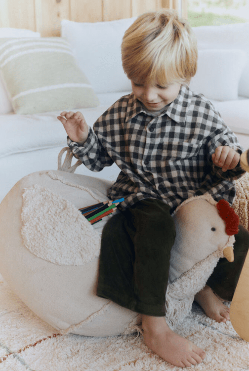 LORENA CANALS-Pouf Pour Enfants en Forme de Poulet - Naturel