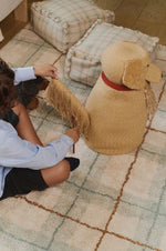 LORENA CANALS-Pouf Tissé Main Bleu Sauge