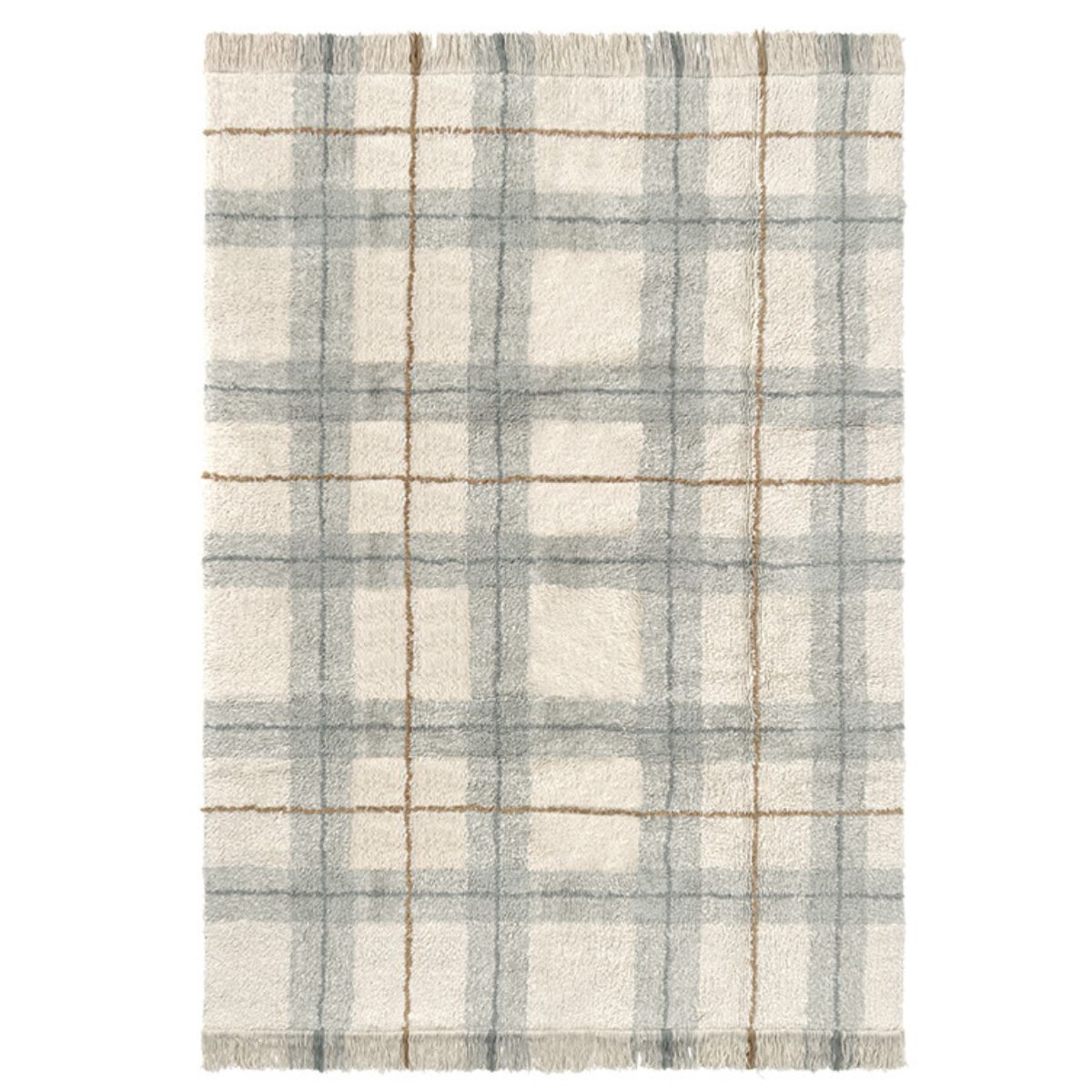 LORENA CANALS-Tapis Lavable Tartan - Bleu Sauge 140 Cm X 190 Cm