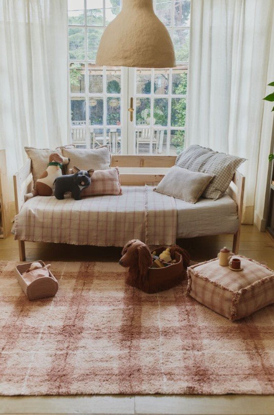 LORENA CANALS-Tapis Lavable Tartan - Rose 90 X 120 Cm