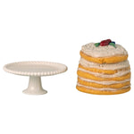 MAILEG-Gâteau De Fête Et Son Présentoir, Pour Souris Maileg - Blanc Cassé
