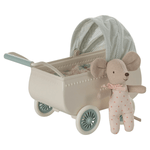 MAILEG-Landau Avec Bébé Souris - Menthe