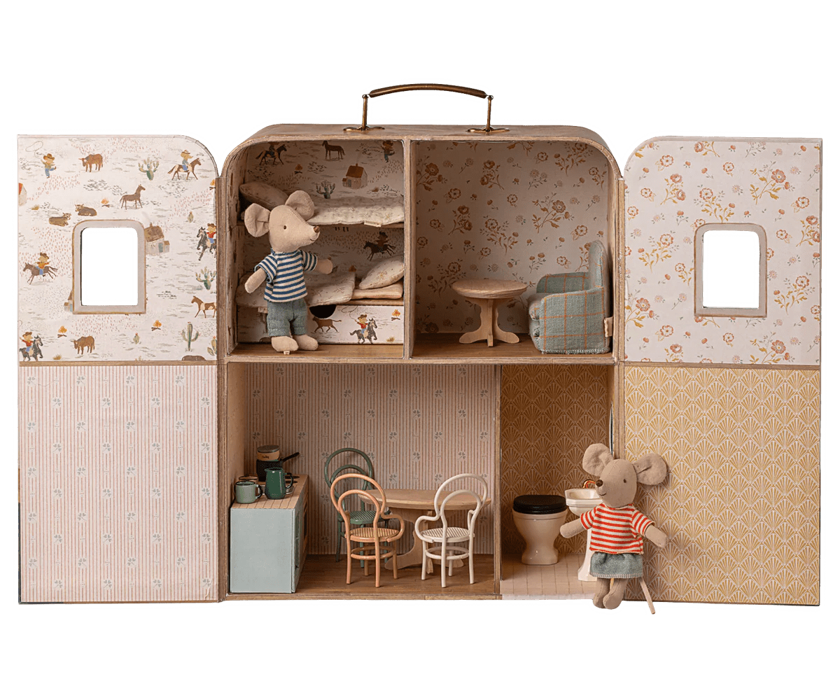 MAILEG-Maison Suitcasa, Petite Sœur Et Petit Frère Souris