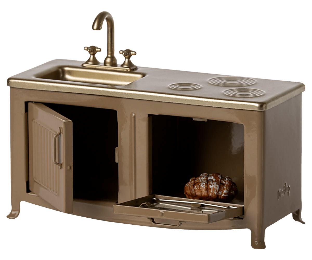 MAILEG-Meuble de Cuisine Pour Souris Maileg - Marron Clair