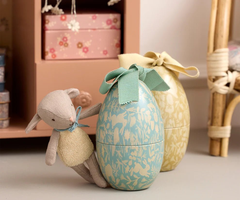 MAILEG-Œuf De Pâques Avec Agneau Micro, Petit – Menthe Poudrée