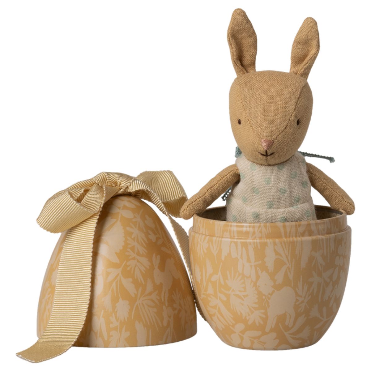 MAILEG-Œuf De Pâques Avec Lapin Micro, Petit – Jaune Crème