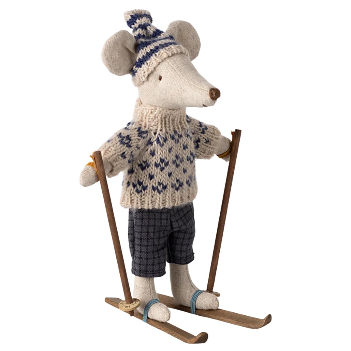 MAILEG-Souris D'hiver Avec Kit De Ski Papa - Bleu