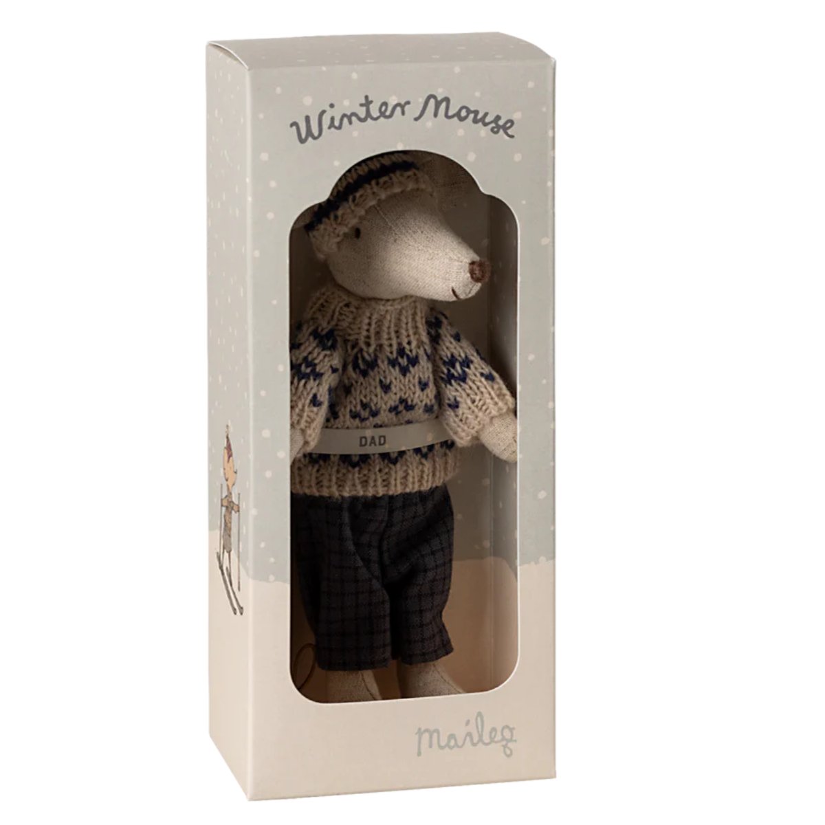 MAILEG-Souris D'hiver Avec Kit De Ski Papa - Bleu