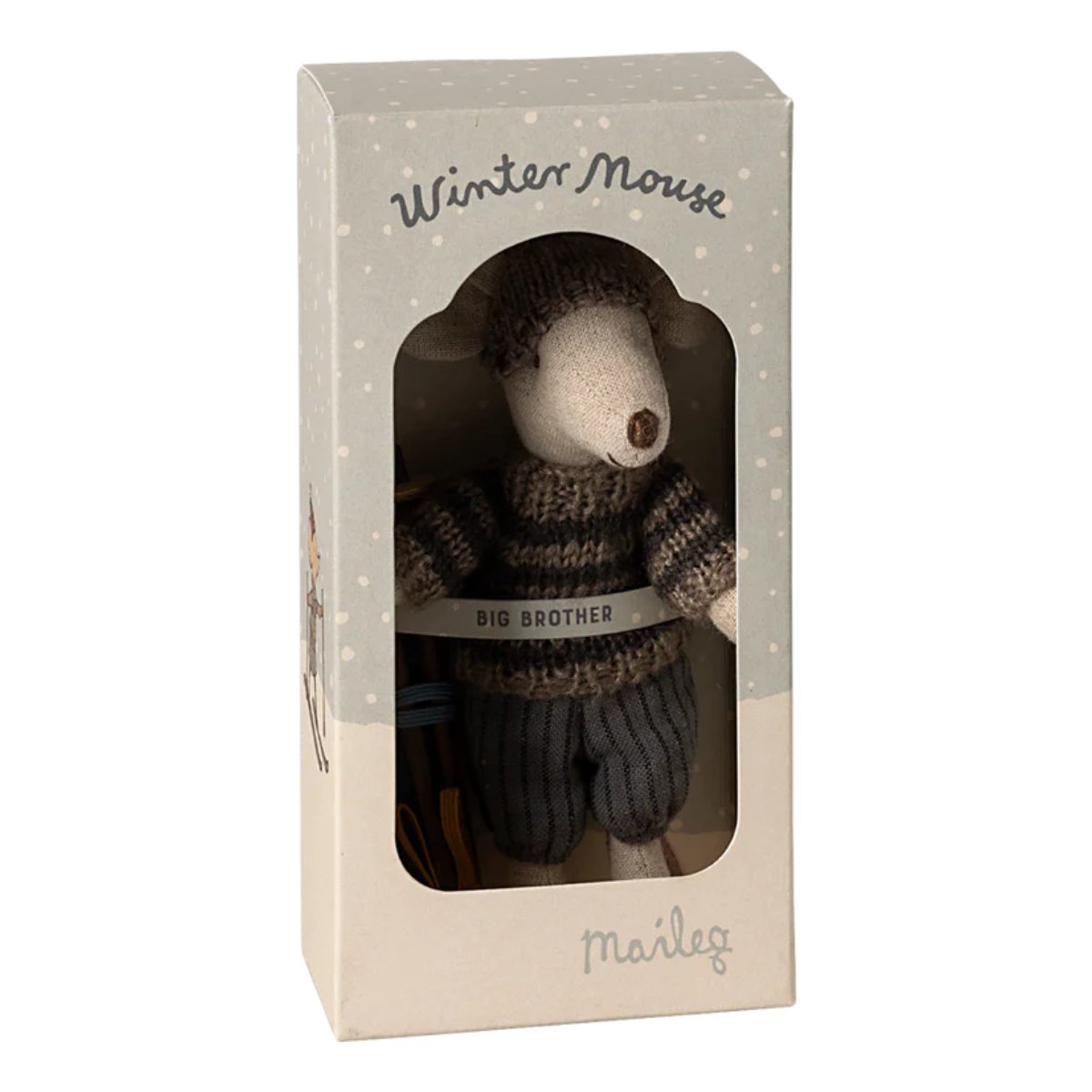 MAILEG-Souris D'hiver Avec Set De Ski Big Brother - Gris