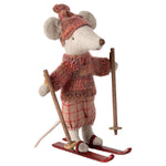MAILEG-Souris D'hiver Avec Set De Ski Grande Soeur - Rose