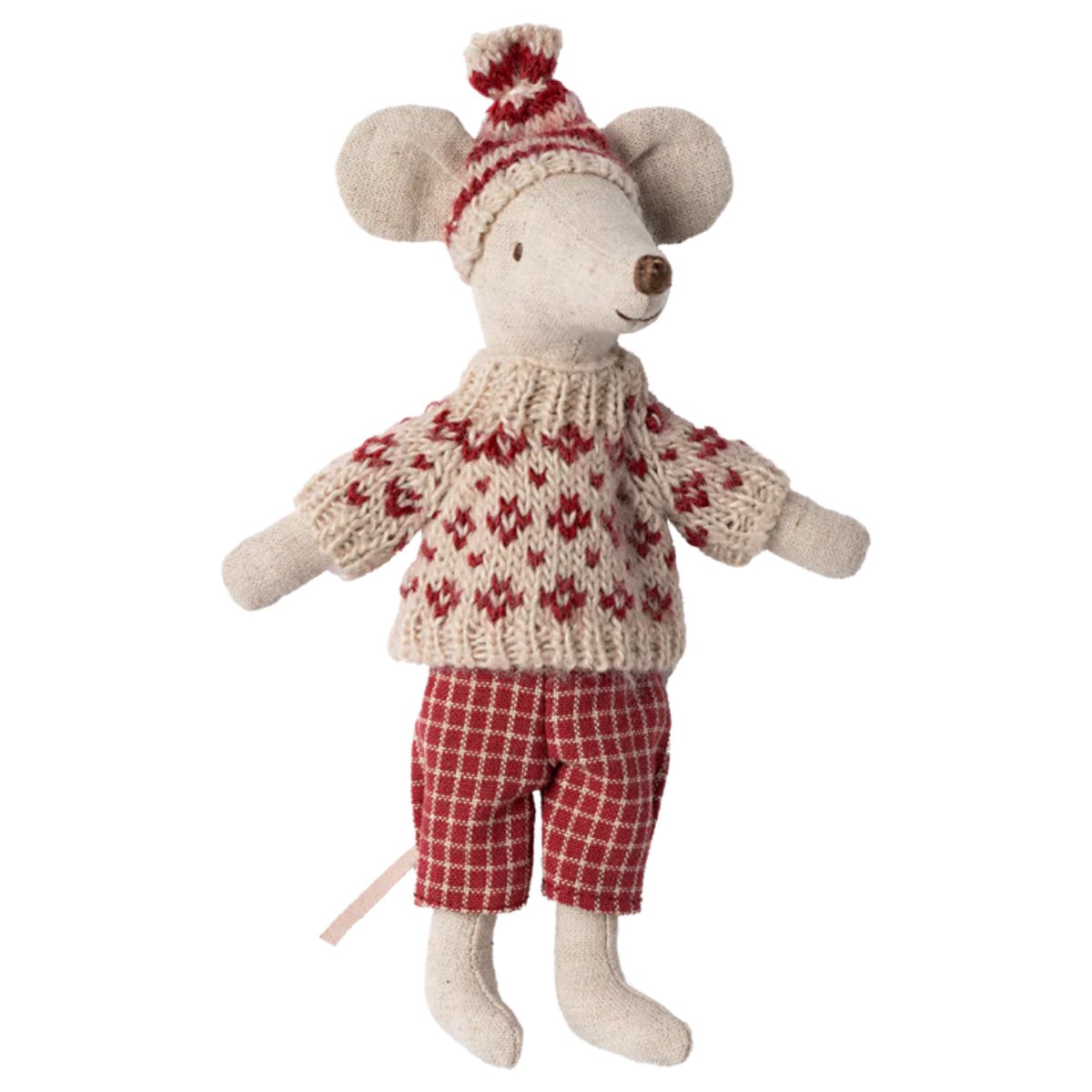 MAILEG-Souris D'hiver Avec Set De Ski Mum - Rouge