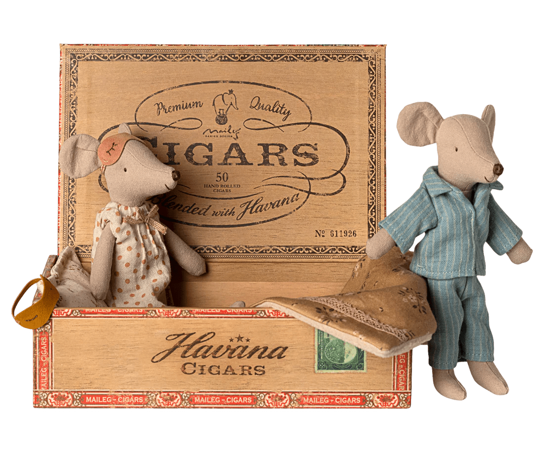 MAILEG-Souris Papa Et Maman Dans Une Boîte À Cigares