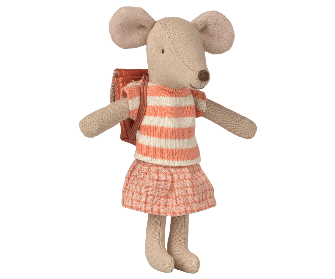 MAILEG-Souris Tricycle, Grande Sœur - Corail