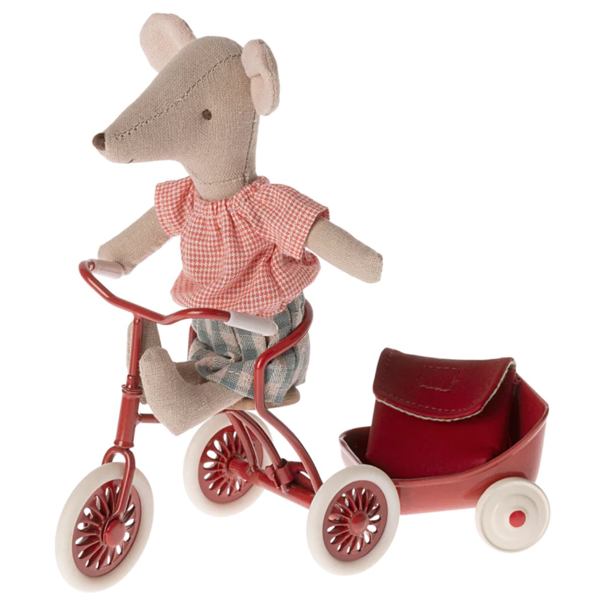 MAILEG-Souris Tricycle, Grande Soeur - Rouge
