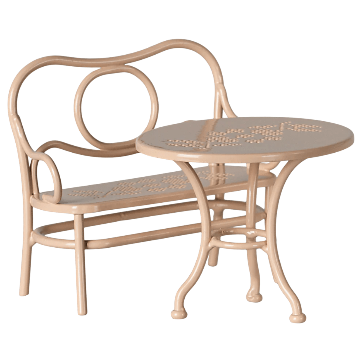 MAILEG-Table à Café et Banc, Souris, Grande - Rose Pâle