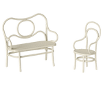 MAILEG-Table, Banc & Chaise, Souris, Petite - Blanc cassé