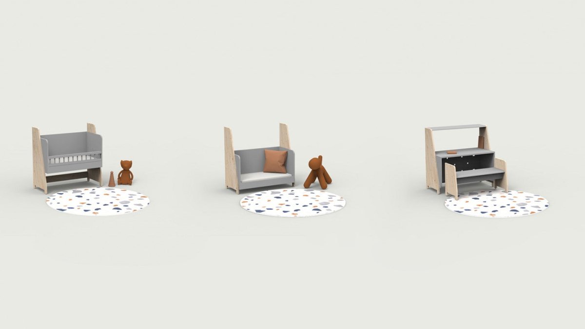 MATHY BY BOLS-Berceau Cododo Avec Une Colonne Étagère ASYMETRY
