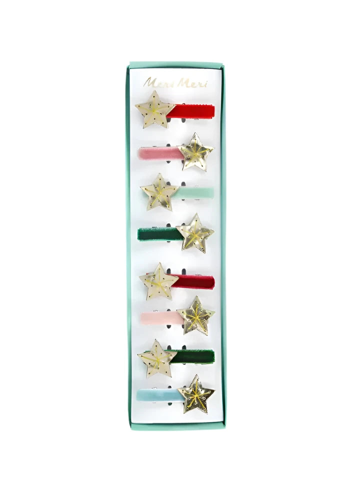 MERI MERI-Assortiment De 8 Pinces À Cheveux En Velours Etoiles Dorées