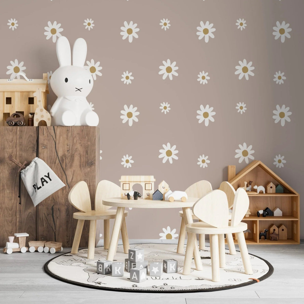 MUNKS & ME-Grand Papier Peint Panoramique Pour Enfants - À Motifs Floraux De Marguerites