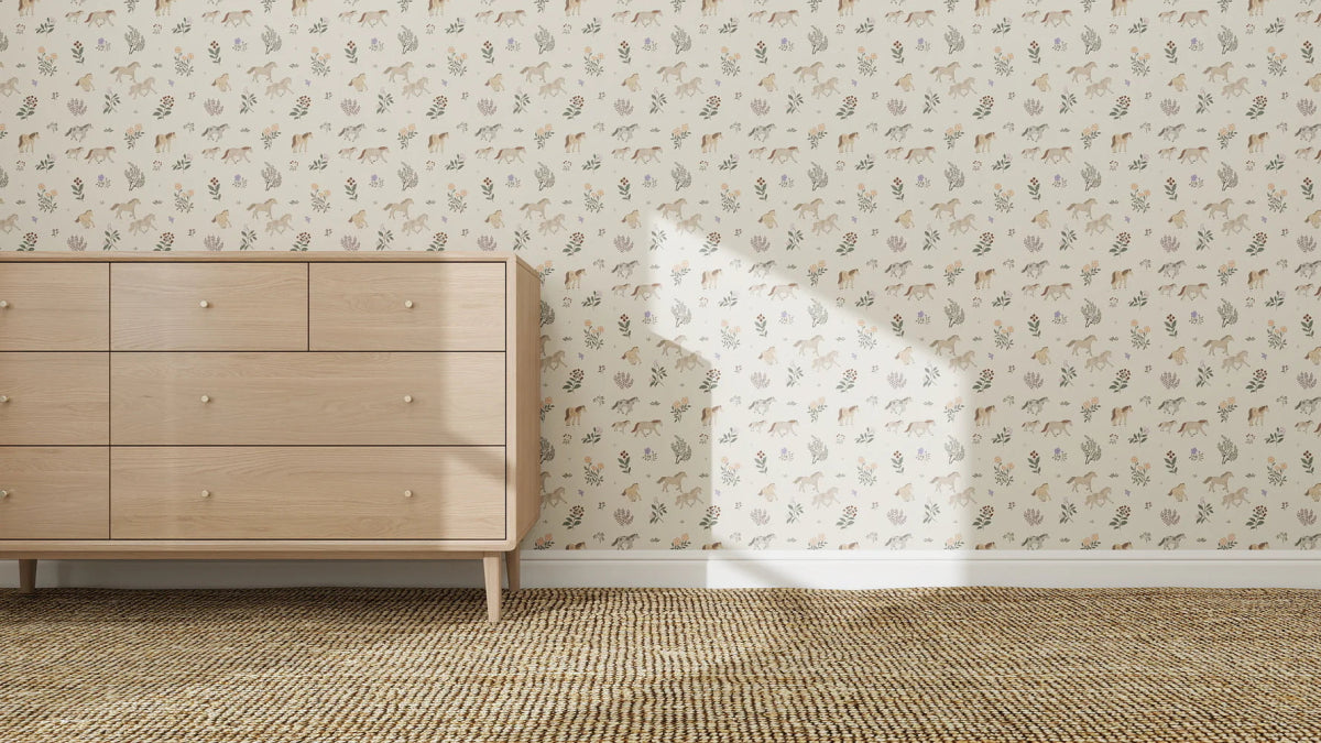 MUNKS & ME-Papier Peint Panoramique Pour Enfants - À Motifs Répétés  chevaux De Quincy 