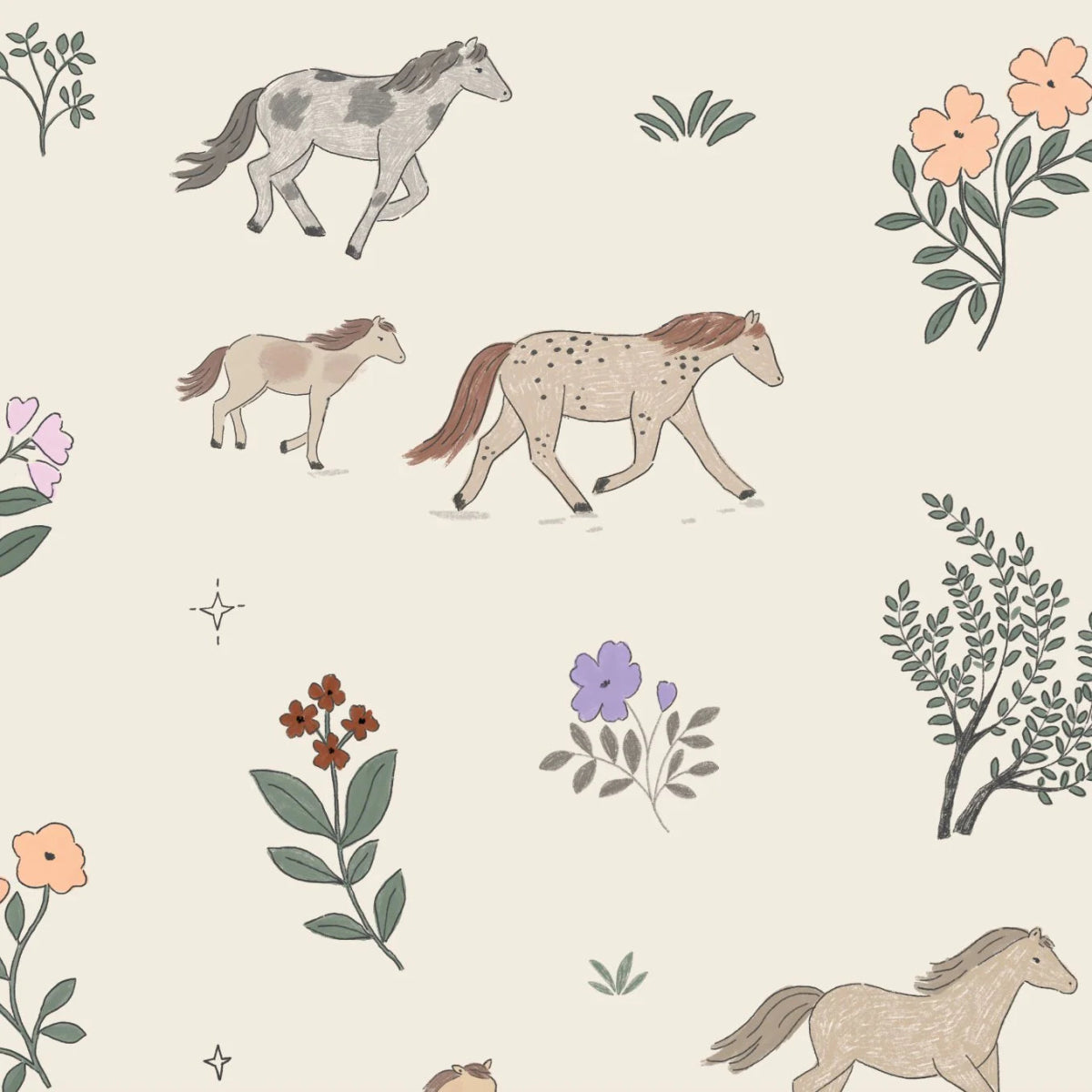 MUNKS & ME-Papier Peint Panoramique Pour Enfants - À Motifs Répétés  chevaux De Quincy 