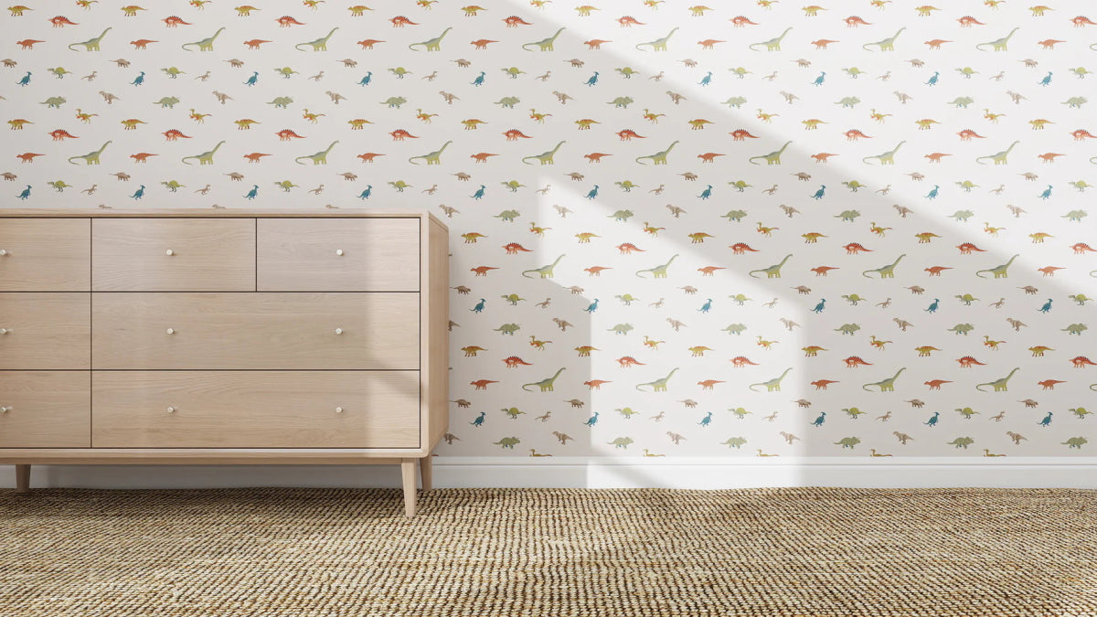 MUNKS & ME-Papier Peint Panoramique Pour Enfants - À Motifs Répétés Dino Discovery
