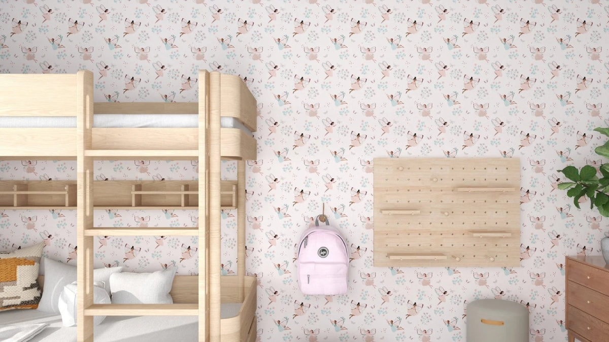 MUNKS & ME-Papier Peint Panoramique Pour Enfants - À Pois Peints, Motif Répété, Rose, Féerique