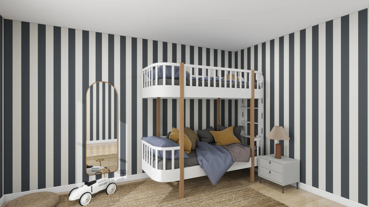 MUNKS & ME-Papier Peint Panoramique Pour Enfants - À Rayures Cirque Denim