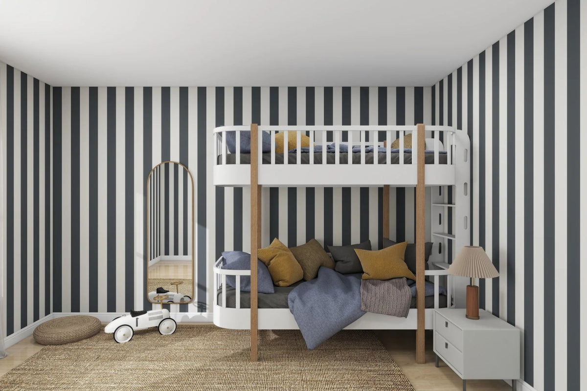 MUNKS & ME-Papier Peint Panoramique Pour Enfants - À Rayures Cirque Denim