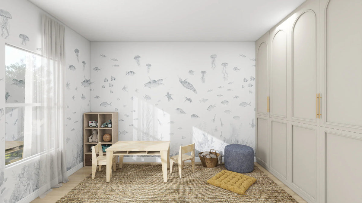 MUNKS & ME-Papier Peint Panoramique Pour Enfants - Aquarium | Bleu
