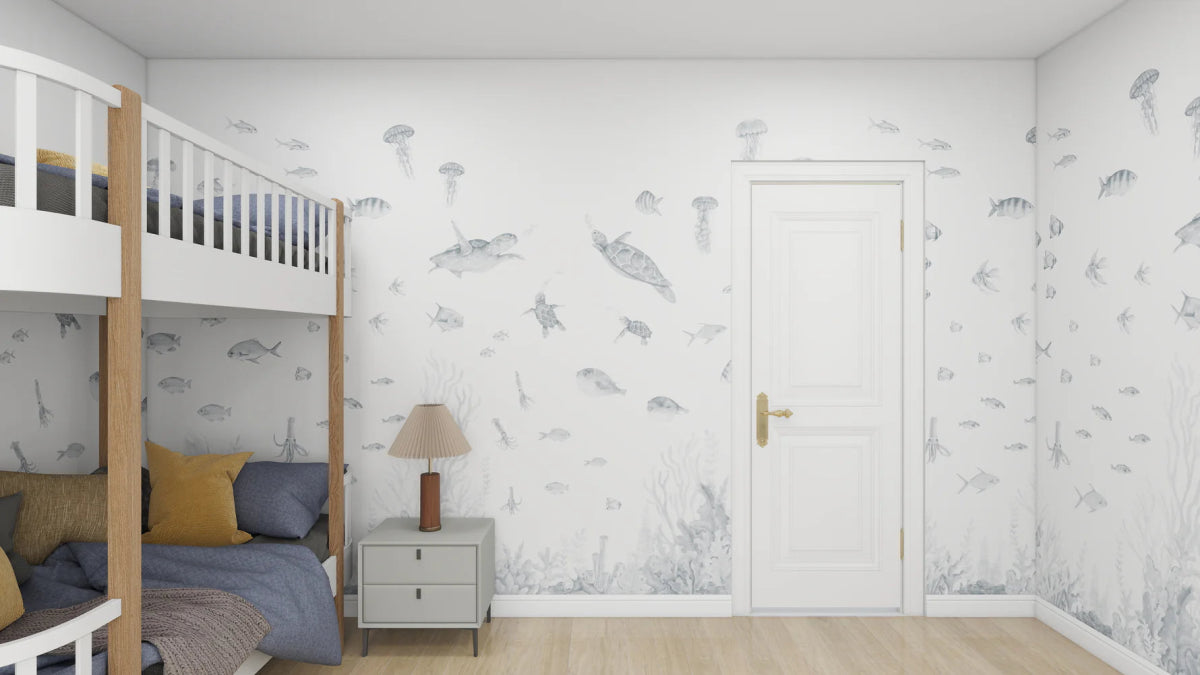 MUNKS & ME-Papier Peint Panoramique Pour Enfants - Aquarium | Bleu