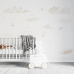 MUNKS & ME-Papier Peint Panoramique Pour Enfants - Fresque Munks + Me X Olivia Bowen | Nuages et Oiseaux