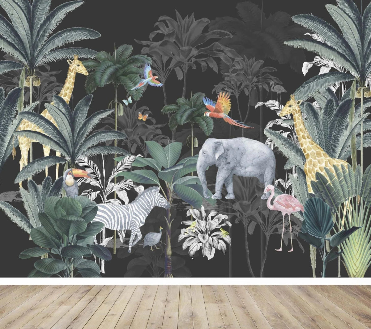 MUNKS & ME-Papier Peint Panoramique Pour Enfants - Jungle | Anthracite