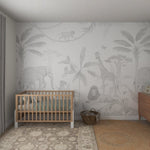 MUNKS & ME-Papier Peint Panoramique Pour Enfants - Safari Africain | Gris