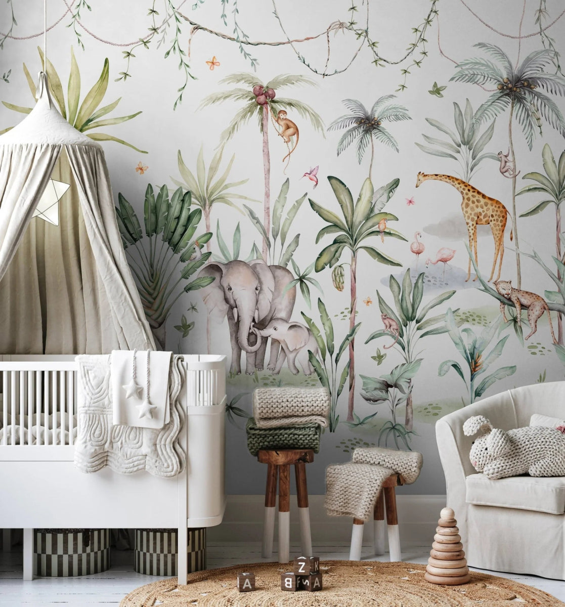 MUNKS & ME-Papier Peint Panoramique Pour Enfants - Safari Wonderland