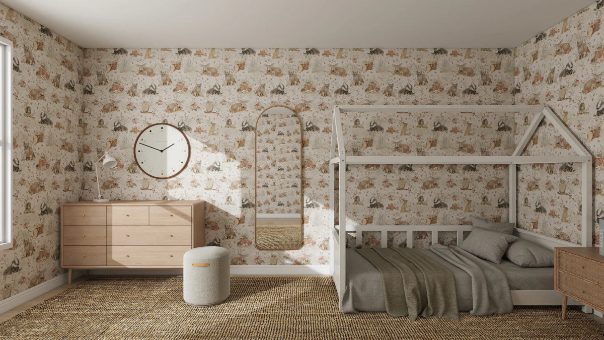 MUNKS & ME-Papier Peint Panoramique Pour Enfants - Woodland Wonder À Motifs Répétés