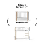 OLIVER FURNITURE-041453 - Kit De Conversion - Lit Bébé Évolutif Mini+, Avec Kit Junior Inclus - En Lit Mezzanine Mi-haut, Blanc/chêne
