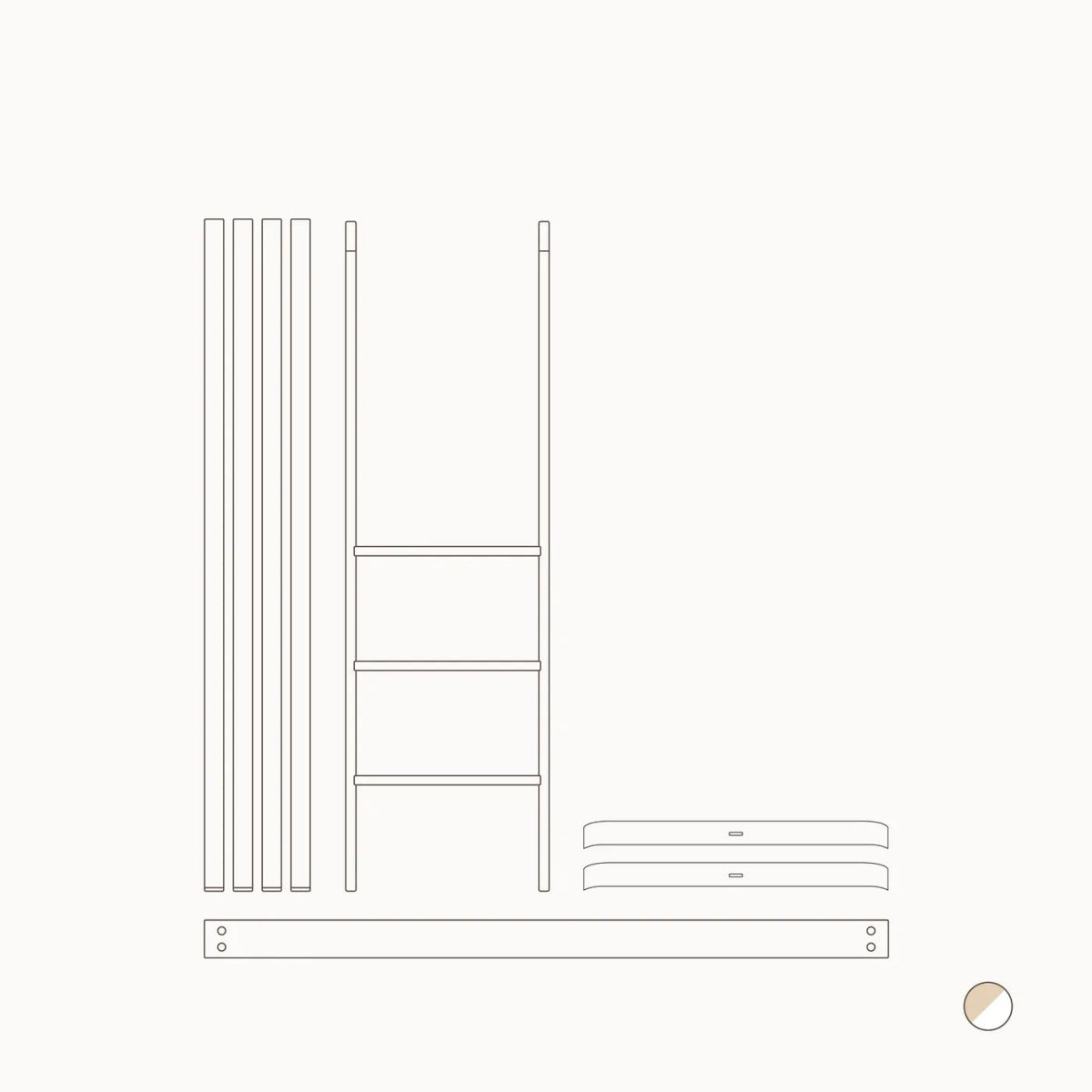 OLIVER FURNITURE-041453 - Kit De Conversion - Lit Bébé Évolutif Mini+, Avec Kit Junior Inclus - En Lit Mezzanine Mi-haut, Blanc/chêne