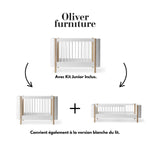 OLIVER FURNITURE-041457 - Kit De Conversion - Lit Bébé Évolutif Mini+, Kit Famille (complément Au Lit Bébé Évolutif Mini+, Avec Kit Junior Inclus, Blanc/chêne Et Blanc)