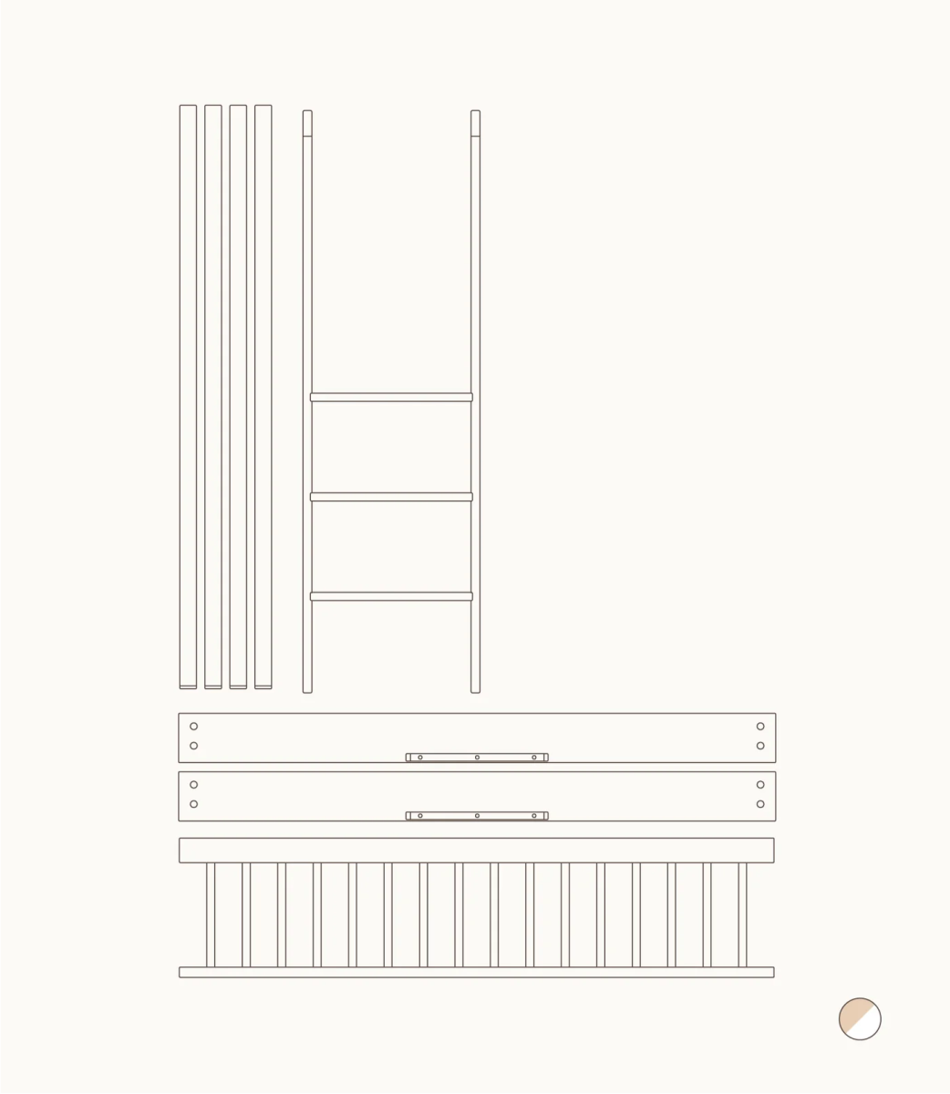 OLIVER FURNITURE-041459 - Kit De Conversion - Lit Bébé Évolutif Mini+ & Lit Junior - En Lit Superposé Mi-haut, Bl./chêne