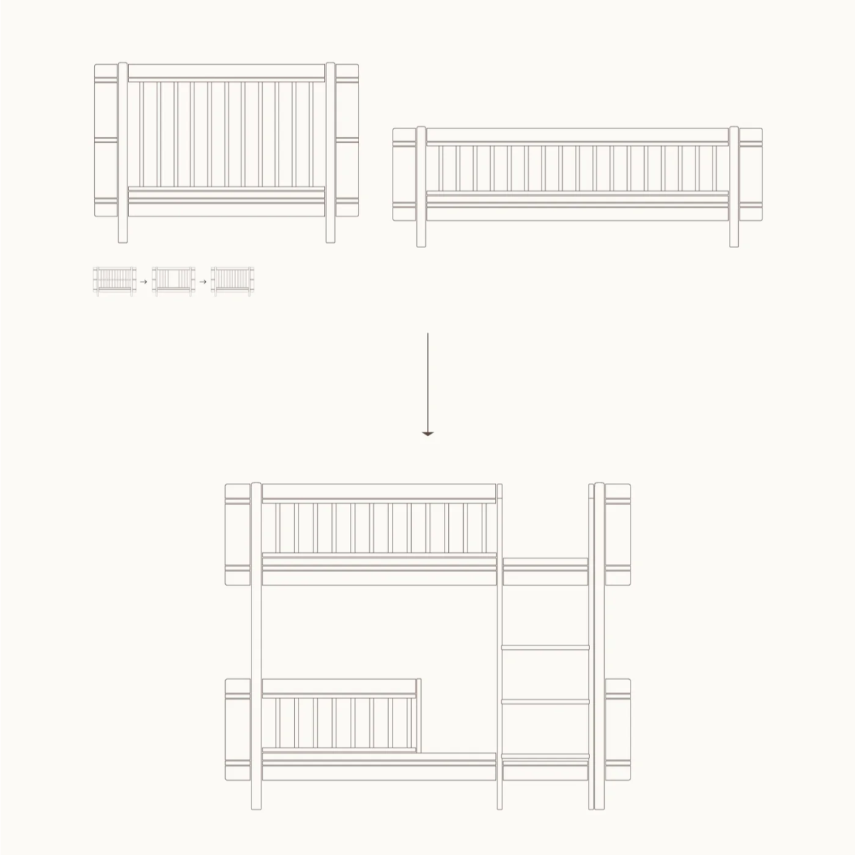 OLIVER FURNITURE-041460 - Kit De Conversion - Lit Bébé Évolutif Mini+ & Lit Junior - En Lit Superposé Mi-haut, Blanc