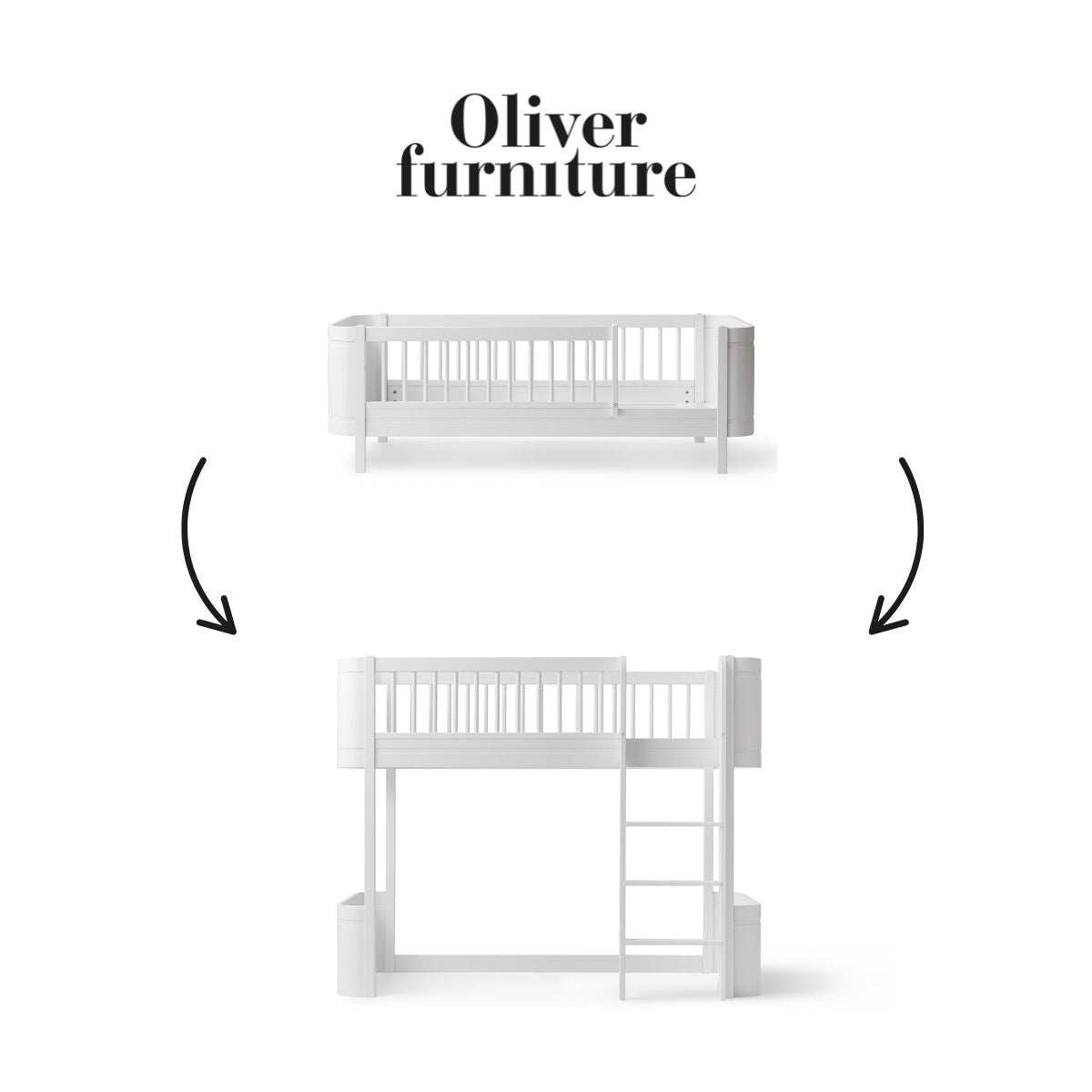 OLIVER FURNITURE-041468 - Kit De Conversion Mini+, Lit Junior - En Lit Mezzanine Mi-haut, Blanc