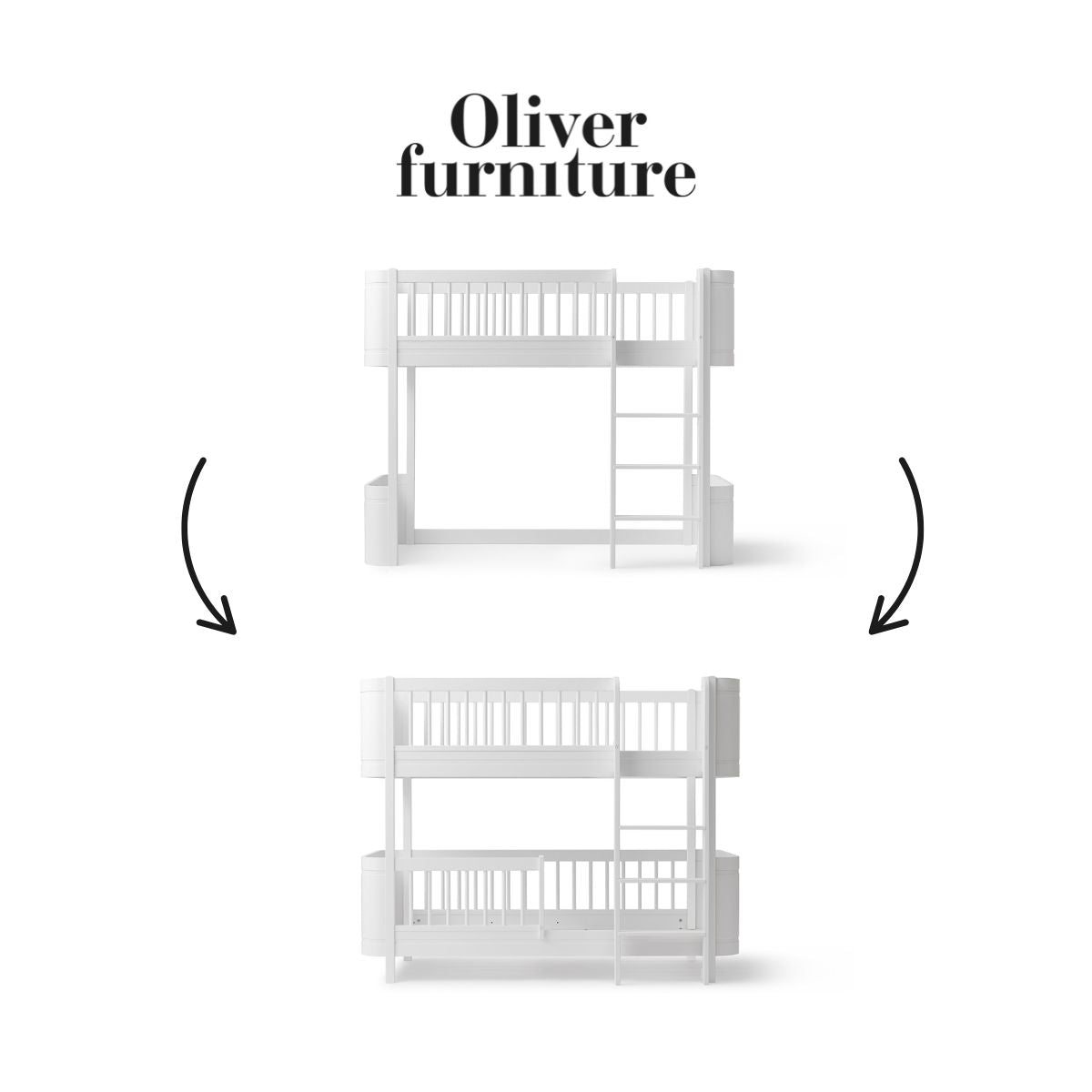 OLIVER FURNITURE-041472 - Kit De Conversion Mini+, Lit Mezzanine Mi-haut - En Lit Superposé Mi-haut, Blanc