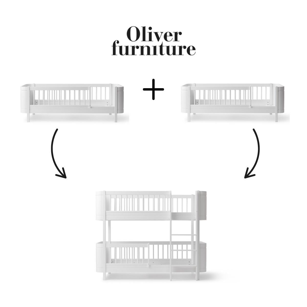 OLIVER FURNITURE-041478 - Kit De Conversion Mini+, 2 Lits Junior - En Lit Superposé Mi-haut, Blanc