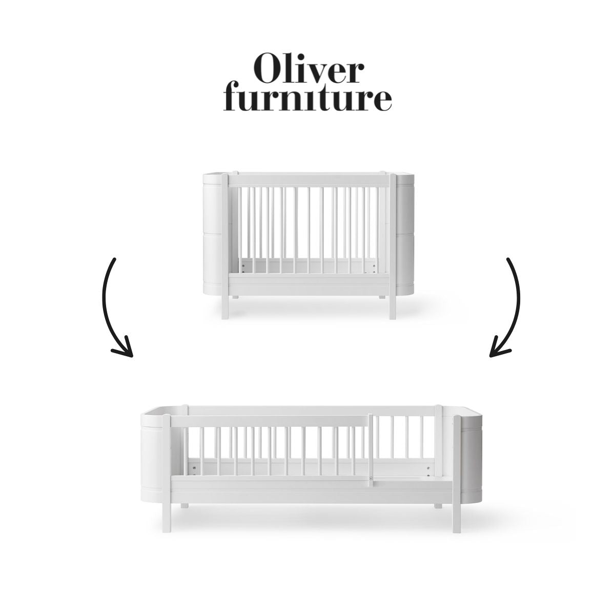 OLIVER FURNITURE-041494 - Kit De Conversion - Lit Bébé Évolutif Mini+, Kit Famille (complément Au Lit Bébé Évolutif Mini+, Avec Kit Junior Inclus Blanc