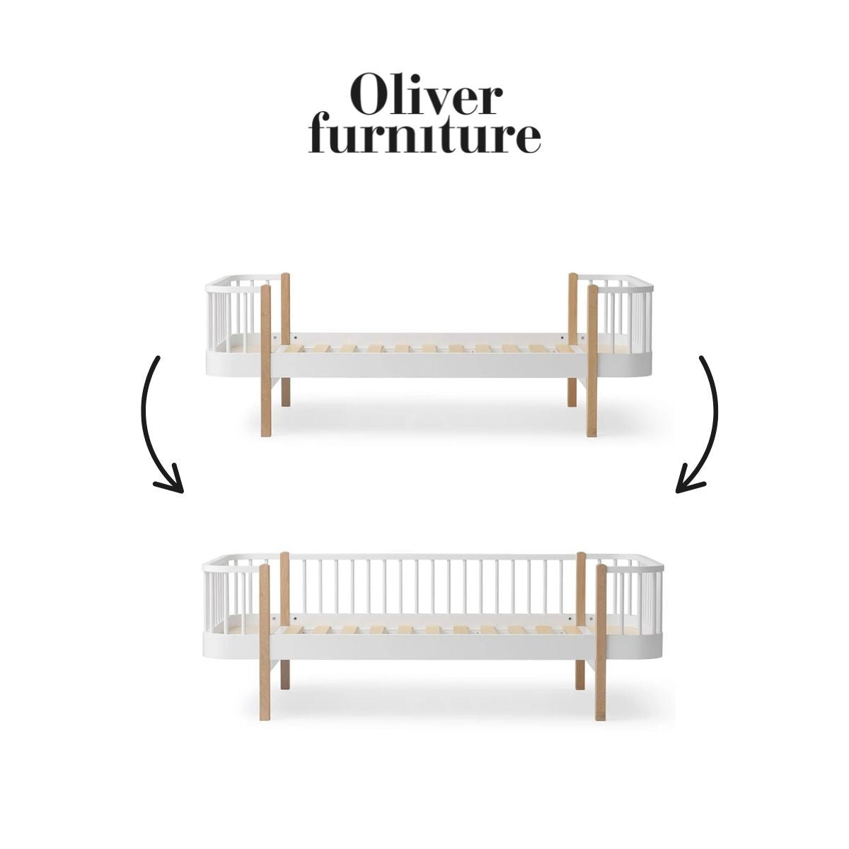 OLIVER FURNITURE-041501 - Kit De Conversion Original, Lit - En Lit Banquette, Blanc/chêne