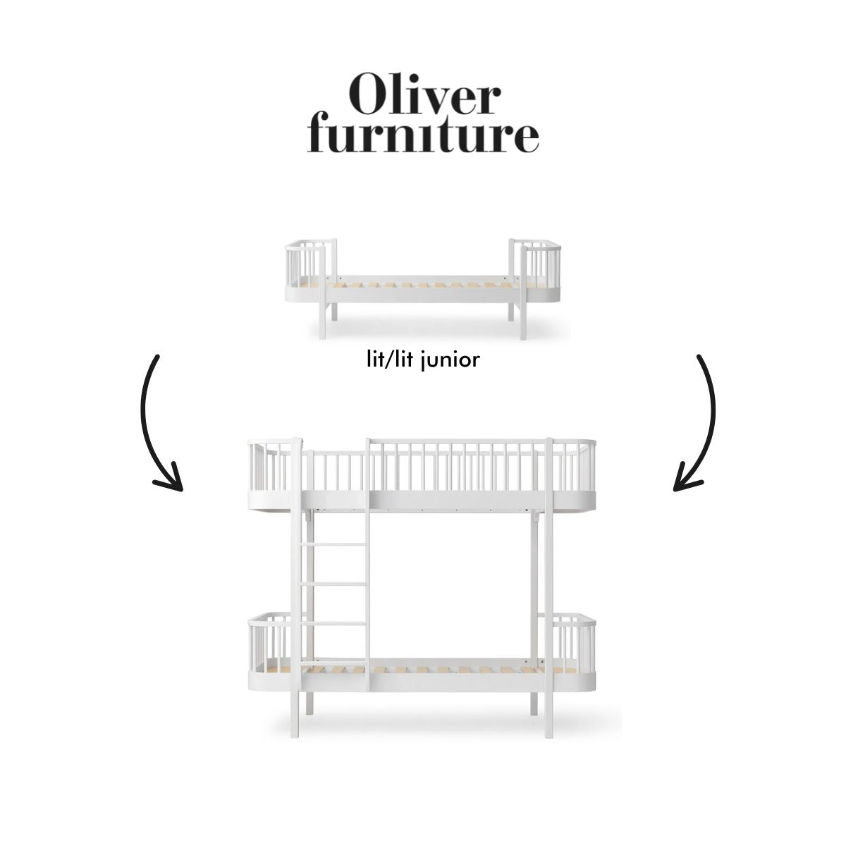OLIVER FURNITURE-041508 - Kit De Conversion Original, Lit/lit Junior - En Lit Superposé, Blanc