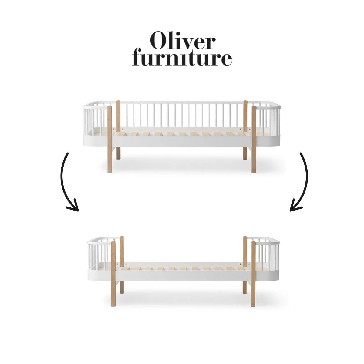 OLIVER FURNITURE-041511 - Kit De Conversion Original, Lit Banquette - En Lit, Blanc/chêne