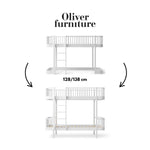 OLIVER FURNITURE-041528 - Kit De Conversion Original, Lit Mezzanine Mi-haut 128/138 Cm - En Lit Superposé, Blanc