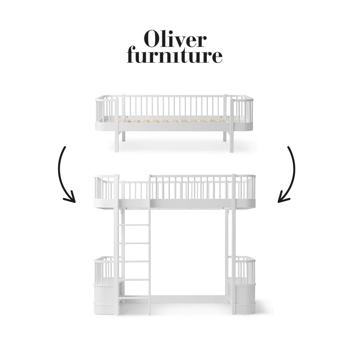 OLIVER FURNITURE-041707 - Kit De Conversion Original, Lit Banquette - En Lit Mezzanine Haut, Blanc